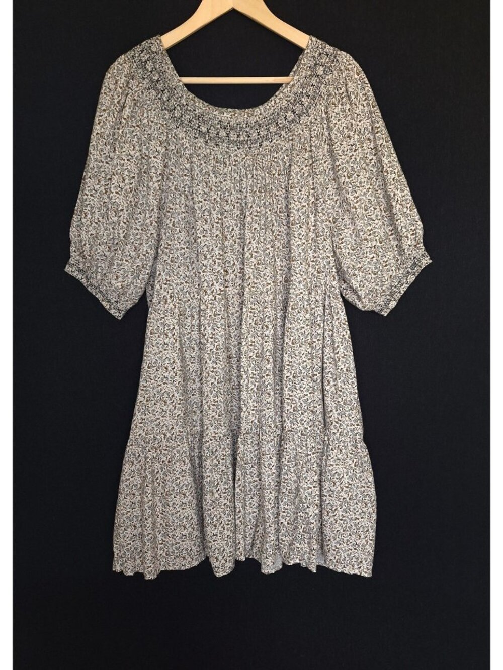 💙 Old Navy Floral Smocked Peasant Dress Size 2X Pockets Boho Cottage Summer Flo - Picture 8 of 8